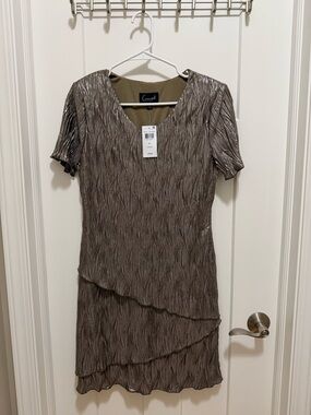 connected apparel silver dress Womens Lace Cut-Out Cocktail Gray 10 : Clothing, Shoes & Jewelry rouched skirt adds just the right amount of flair Connected Apparel Womens Lace Sleeveless